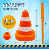 4E's Novelty Construction Cone Cups – 8-Pack 10oz Plastic Cups with Lid & Straws, Perfect for Kids Construction Theme Parties