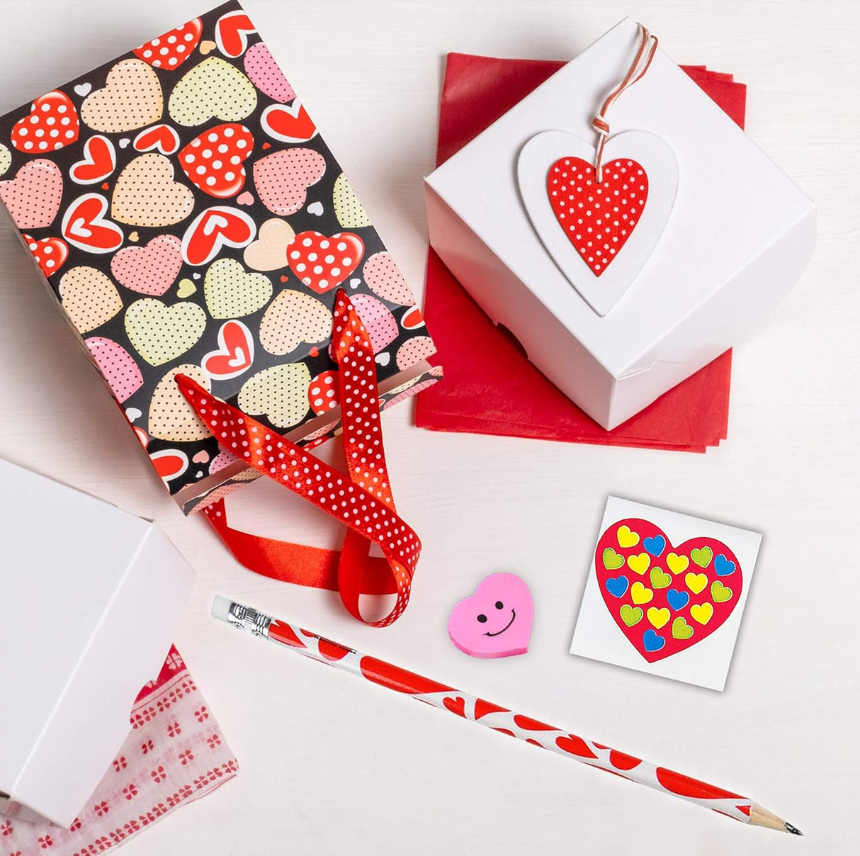 4E's Novelty 36-Pack Valentine’s Day Stationery – Pencils, Erasers & Stickers for Class Parties