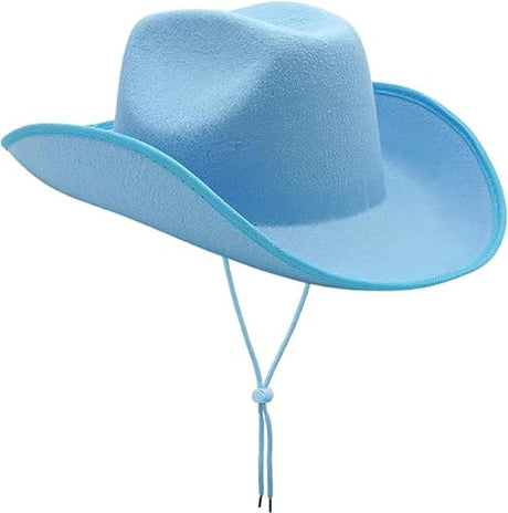 4E's Novelty Cowboy Hat for Women & Men, Felt Cowgirl Hat for Adults, Western Party Dress Up Accessories (Light Blue)