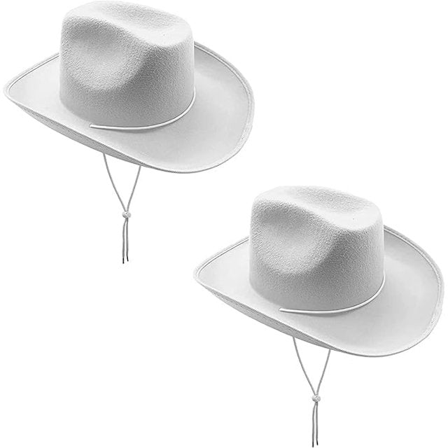 4E's Novelty 2 Pack White Cowboy Hat for Women & Men, Felt White Cowgirl Hat for Women Adults Size, Western Party Costume Accessories