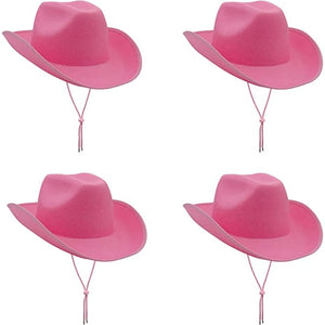 4E's Novelty 4 Pack Pink Cowboy Hats Party Pack (Kid Size) - Felt Bulk Cowboy Hats Pink Cowgirl Hats for Women Bachelorette Party Decorations