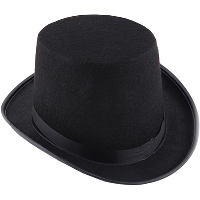 4E's Novelty 6" Black Top Hat for Adult Men & Women, 6 Inch Tall Felt Costume Hat, for Magician Hat, Snowman Costume Top Hat