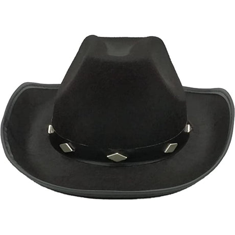 4E's Novelty Black Cowboy Hat for Men & Women - Felt Studded Black Cowgirl Hat for Women Western Themed Party, Cowboy Costume Accessory for Adults