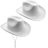 4E's Novelty Kids White Cowboy Hats Felt - 2 Pack - Fits Boys & Girls Ages 5-12 Yrs, Child Size Cowgirl Western Costume Accessories, Party Dress Up