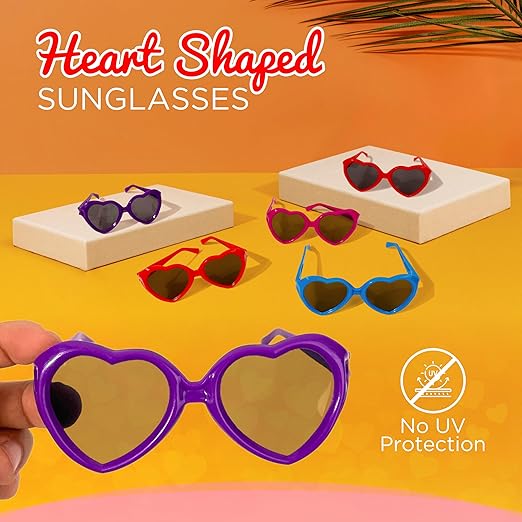 4E's Novelty 30-Pack Heart Sunglasses for Kids – Fun Party Favors for Valentine’s Classroom