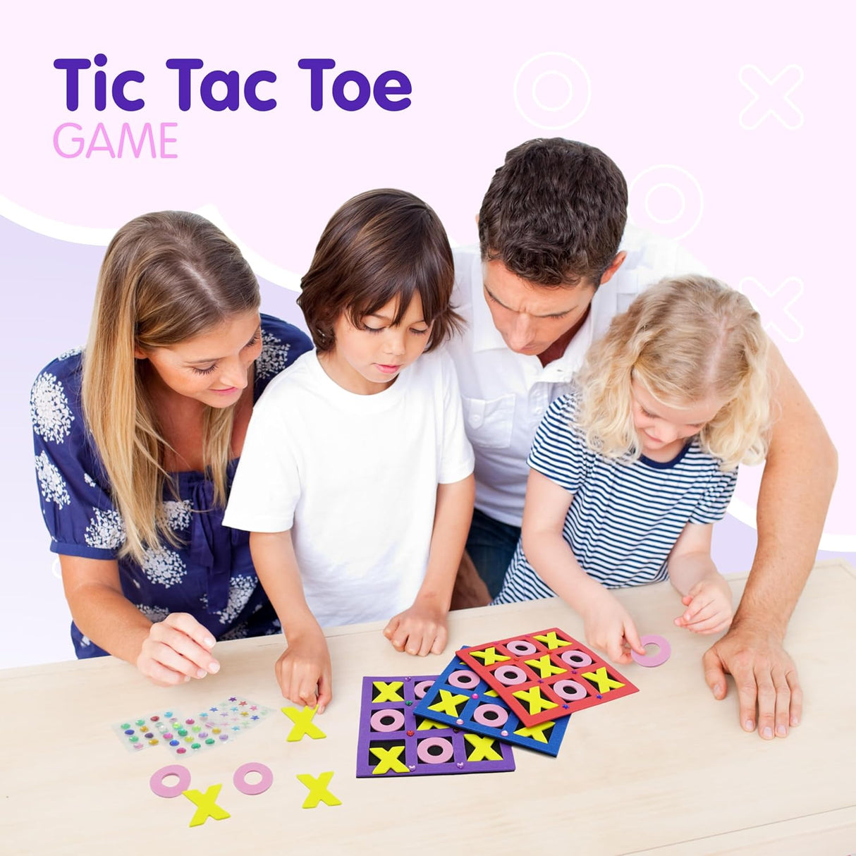 Foam Tic Tac Toe Game [24 Pack] for Kids Individually Wrapped Party Favors, Goody Bag Fillers, Classroom Valentines Day Gifts for Kids