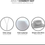 White Cowboy Hat 2 Pack, Felt Western Costume Accessory