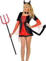 4E's Novelty Black Devil Costume Set: Horns Headband, Tail, Pitchfork, Bowtie – Devil Costume for Women Classic Devil Costume Dress-Up Kit