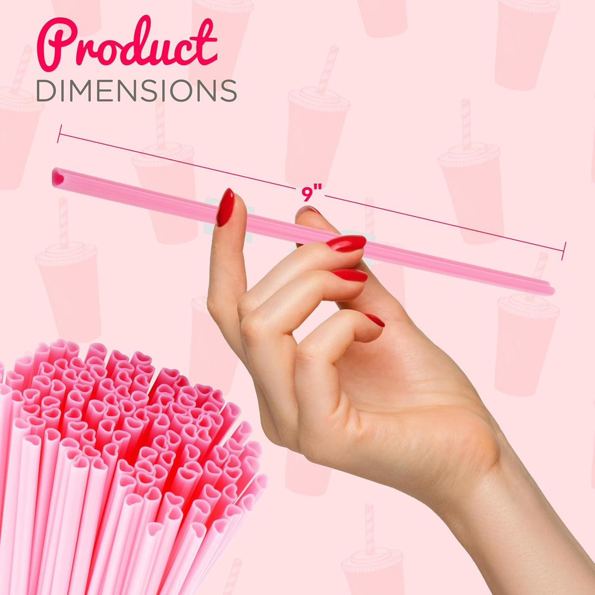 4E's Novelty 100 Pink Heart Shaped Straws – Individually Wrapped Fun Straws for Valentine’s Day