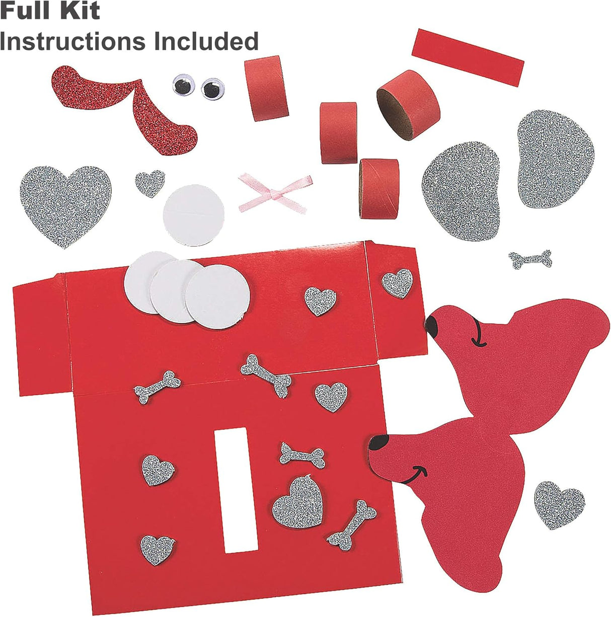 4E's Novelty DIY Dog Valentine Mailbox Kit – Fun Craft for Kids’ Classroom Card Exchange