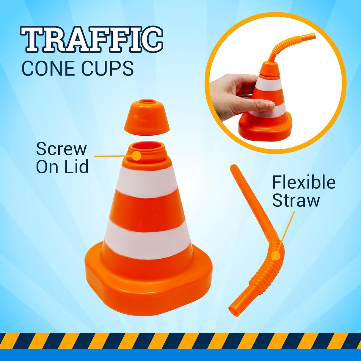 10oz Construction Cone Cups 8 Pack - Party Favors