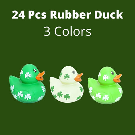 4E's Novelty 24 Pcs St. Patrick's Day Rubber Ducks – Shamrock Duckies Bulk Party Favors for Kids