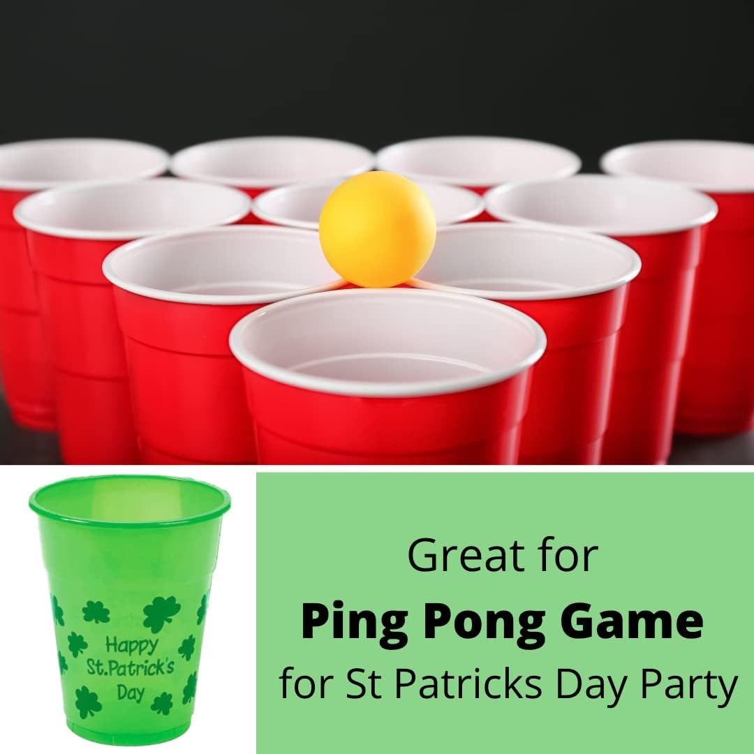 4E's Novelty 50 Pcs St. Patrick's Day Party Cups – Shamrock 16 Oz Disposable Plastic Cups for Events