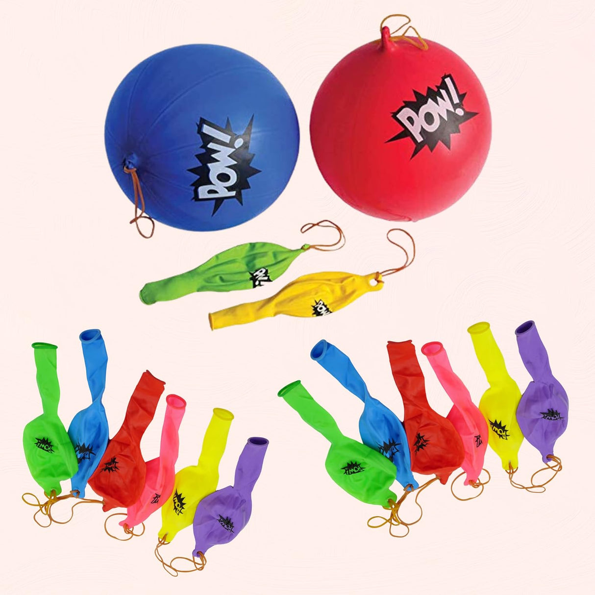 25 Pc Set Pow Inflatable Baseball Bats (12) With Superhero Punch Balloons (12) & Huge 30" Bopper Inflate (1) Superhero Birthday Party Favors for Kids, Party Supplies by 4E's Novelty