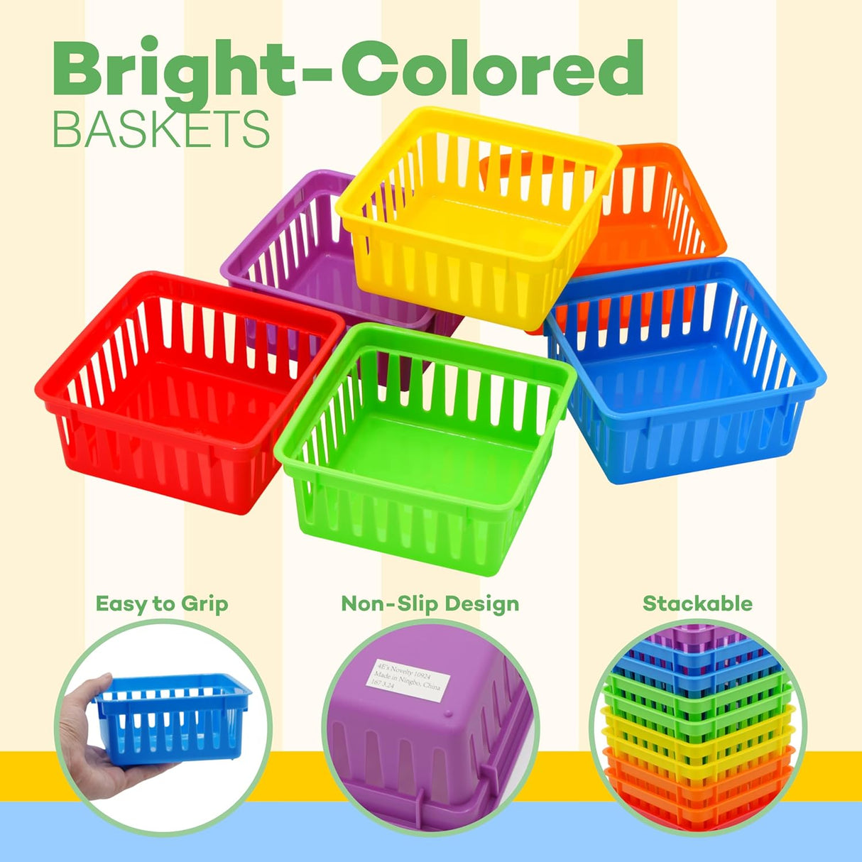 Square Classroom Baskets for Classroom Storage - Crayon Organizer, Small Bins, Plastic Crayon Box, Crayon Storage, Pencil Tray