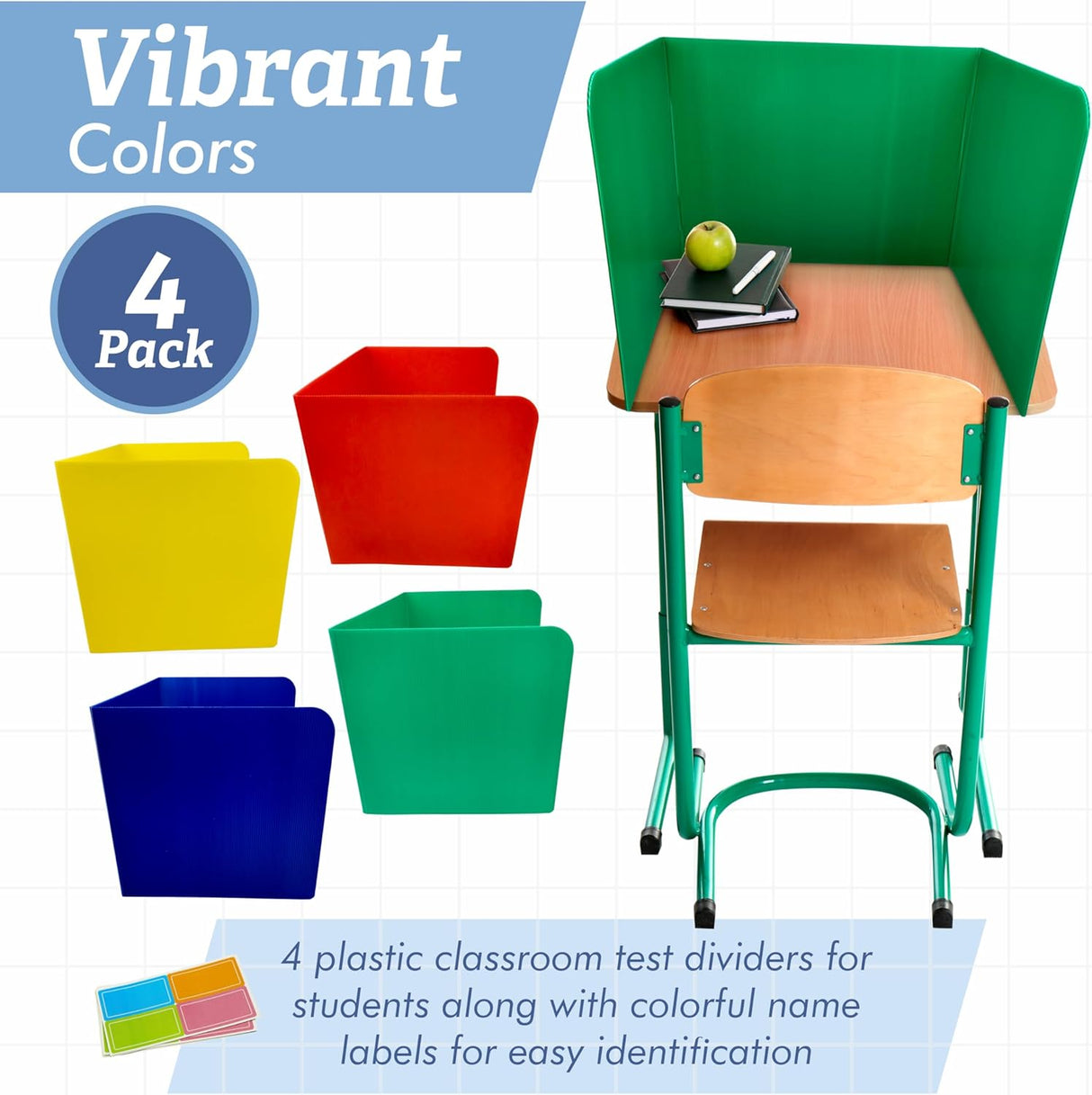 Colored Desk Dividers for Students, 4 pcs Classroom Must Haves, Teacher Must Haves, Kindergarten Classroom Essentials, Grade Testing Dividers