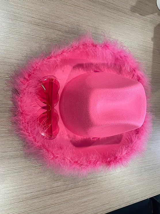 4E's Novelty Pink Feathers Cowboy Hat with Heart Sunglasses – Coastal Cowgirl Party Pack