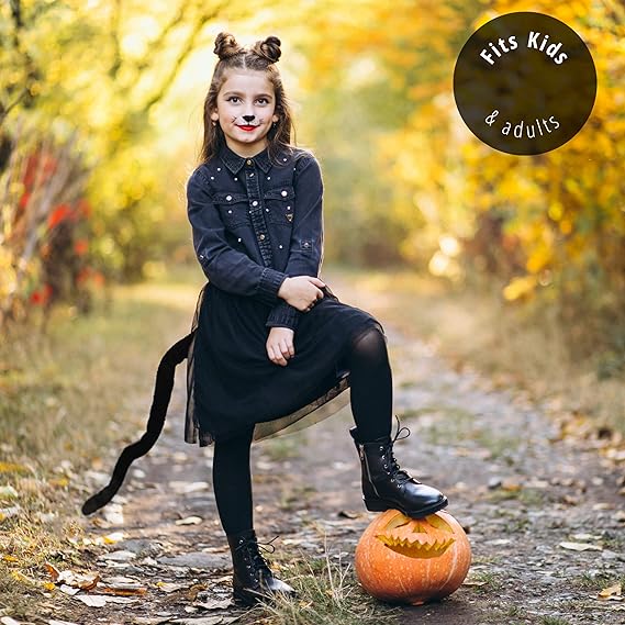 4E’s Novelty 25” Black Furry Tail Costume - Adjustable Black Cat Tail for Adult Women & Kids Girls, Cat Tail for Halloween Cosplay