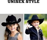 4E's Novelty Kids Black Cowboy Hats - 2 Pack - Fits Boys & Girls Ages 5-12 Yrs, Felt with Buckle Belt, Child Size Cowgirl Western Costume Accessories, Party Dress Up