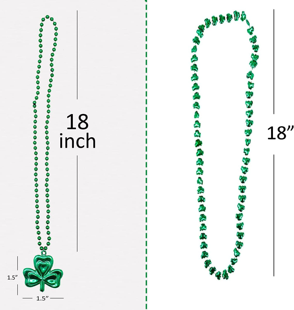 4E’s Novelty St. Patrick’s Day Beads Necklace – 24 Pack Shamrock Green Beads for Party Favors