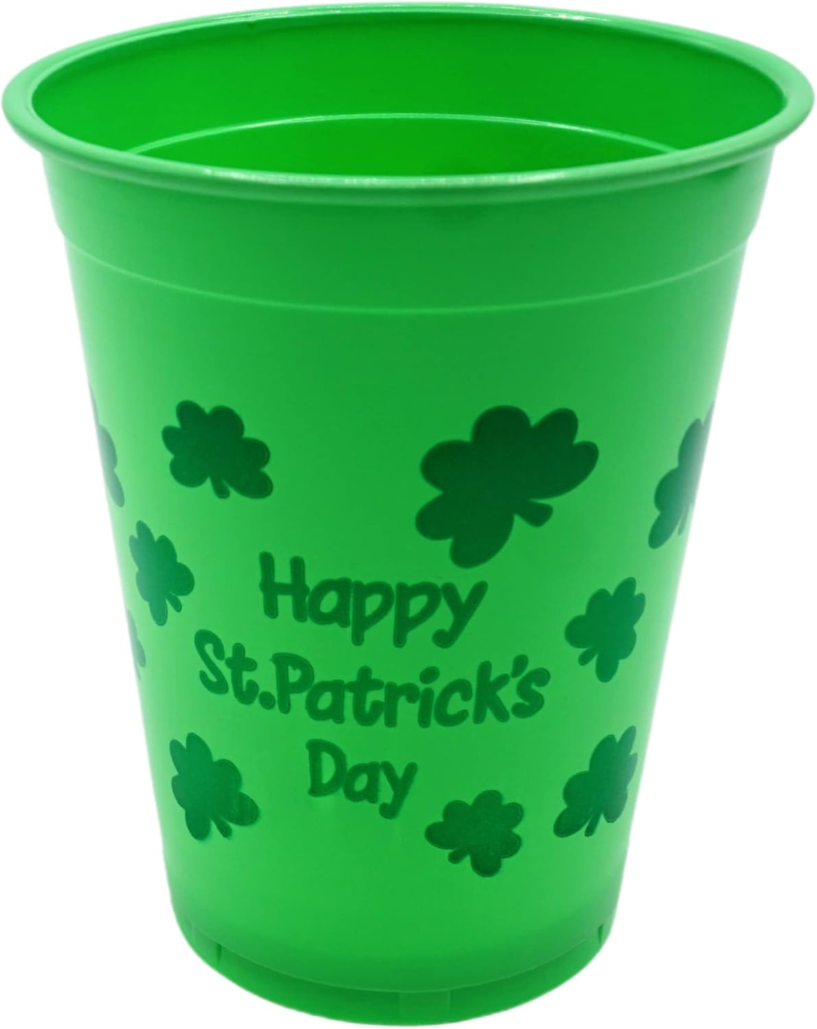 4E's Novelty 50 Pcs St. Patrick's Day Party Cups – Shamrock 16 Oz Disposable Plastic Cups for Events