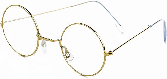 4E's Novelty Gold Round Glasses – Old Man Granny Glasses for Kids’ 100th Day of School Costume