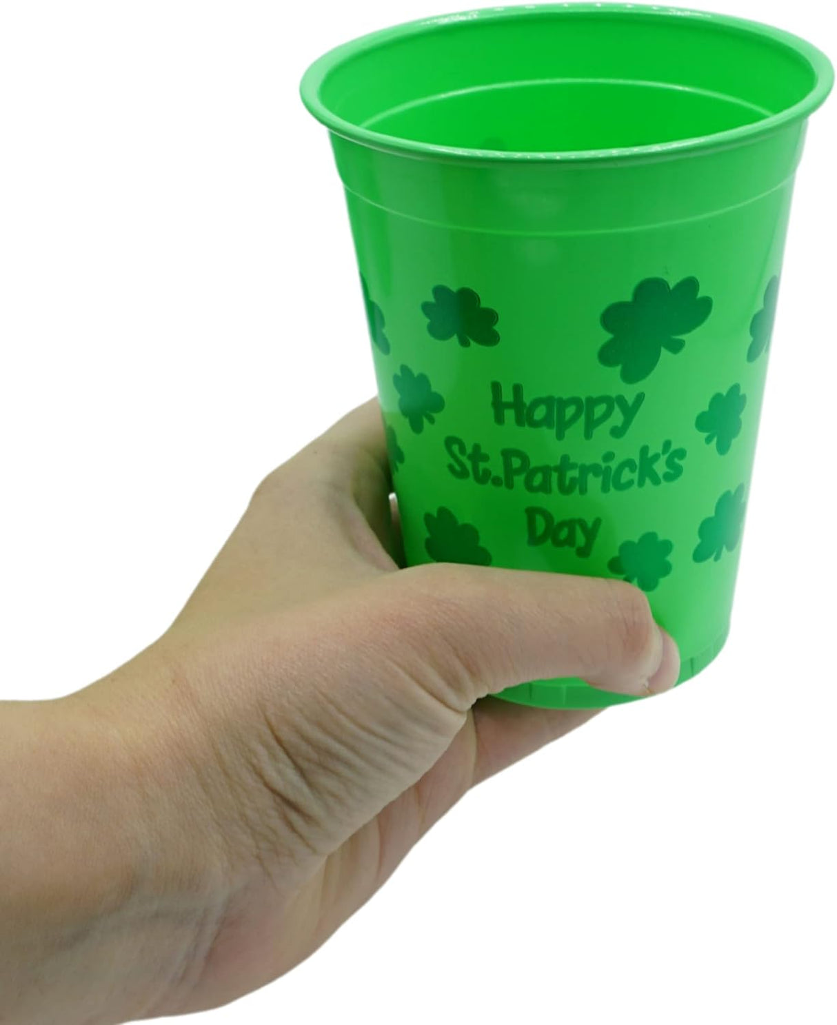 4E's Novelty 50 Pcs St. Patrick's Day Party Cups – Shamrock 16 Oz Disposable Plastic Cups for Events