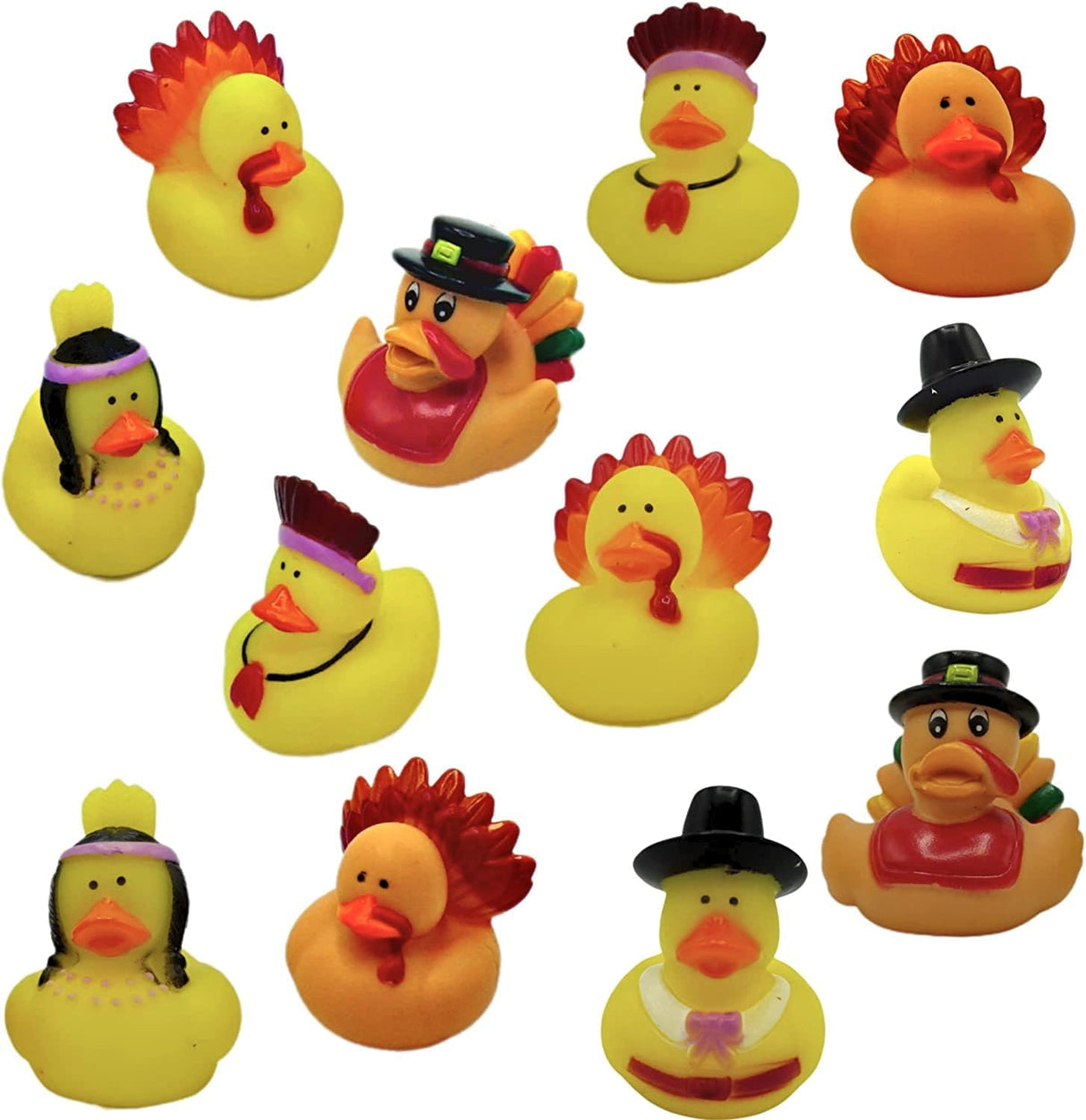 Thanksgiving Rubber Duckies in Bulk (12 Pack) – Turkey & Pilgrim Thanksgiving Rubber Ducks