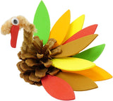 4 Pack Pinecone Turkey Craft Kit - DIY Thanksgiving Crafts for Kids & Adults