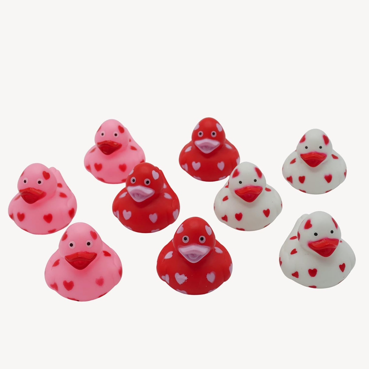 4E's Novelty 24-Pack Mini Valentines Rubber Ducks – Red Ducks with Heart Design for Party Favors