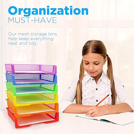 Stackable Paper Trays: 6 pcs per pack, Classroom Organizer, Reusable Bins, Plastic Task Box, Classroom Storage, Pencil Tray, Container for Pencils, Erasers and more