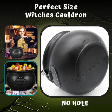 St Patrick Black Plastic Cauldrons Bulk - 12 Mini Pots of Gold & 1 Large 7.4" for St Patrick’s Candy Buckets