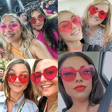 4E's Novelty Heart Sunglasses 2-Pack – Hot Pink Glasses for Parties, Festivals & Valentine Costumes