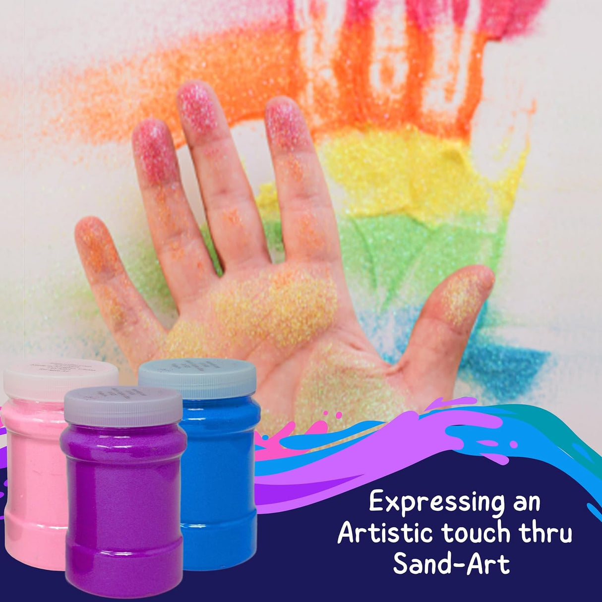 12 vibrant colors of non-toxic sand for sand art, sand play, and crafting. Includes 22 oz bottles and a storage container. Great for kids and adults!