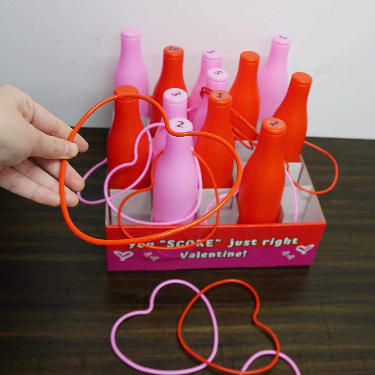 Valentine Bottle Ring Toss Game - Kids Party Activity & Yard Game