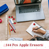 4E's Novelty 144 Mini Apple Erasers: Perfect for Classroom Math Manipulatives, Welcome Back to School Gifts, Teacher Supplies, and Student Rewards