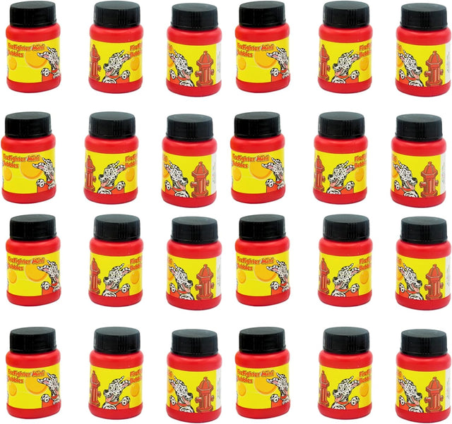 24 Mini Bubbles Bottles Bulk - for Firefighter, Paw Dog Patrol Party Favors - Firefighter Party Supplies, Fire Truck Theme Goodie Bag Fillers for Kids Birthday by 4E's Novelty