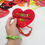 4E's Novelty 48-Pack Friendship Bracelets with Valentine Cards – Classroom Party Favors for Kids