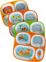 Set of 4 Fall Thanksgiving Melamine Dinnerware Sets for Kids - BPA-Free, Reusable, Dishwasher Safe