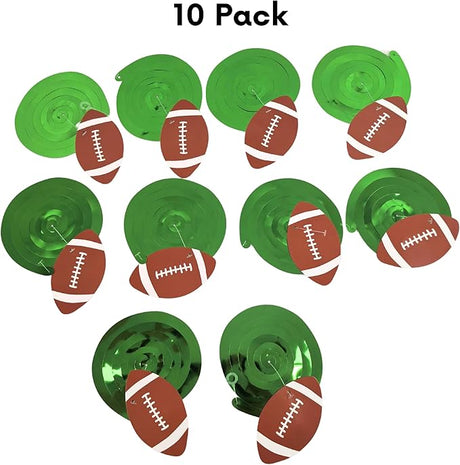 4E's Novelty 10-Pcs Hanging Swirl Decorations – Football Party Ceiling Decor & Outdoor Hanging