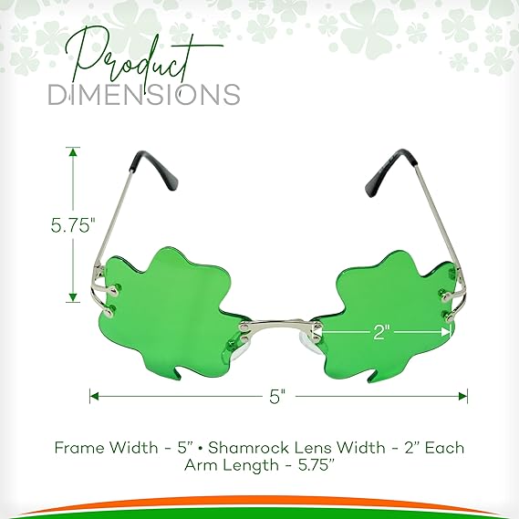 4E's Novelty Shamrock Glasses – St. Patrick’s Day Green Sunglasses for Adults & Kids Party Accessory