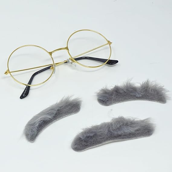 4E's Novelty Gold Round Glasses – Old Man Granny Glasses for Kids’ 100th Day of School Costume