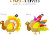 4E's Novelty 4 Pack Turkey Plate Craft for Kids - Fall Thanksgiving Arts and Crafts for Kids Ages 3-12, Fun DIY Thanksgiving Plate Party Decorations