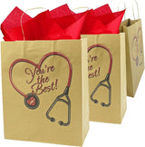 4E's Novelty Nurse Gift Bags (12 Pack) Large 12" Kraft Paper Bag Bulk - National Nurse Appreciation Day. For Doctors Healthcare Hospital Worker Party Favors Goody Bag