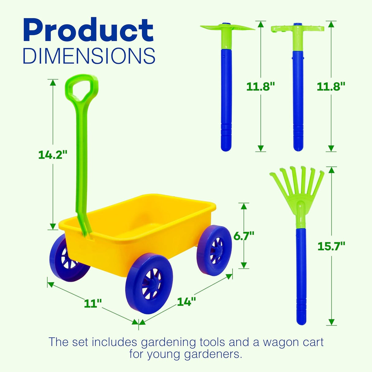 4EsNovelty 15-Piece Kids Gardening Essentials, Wagon & Outdoor Toys for Toddlers 1-3 Age