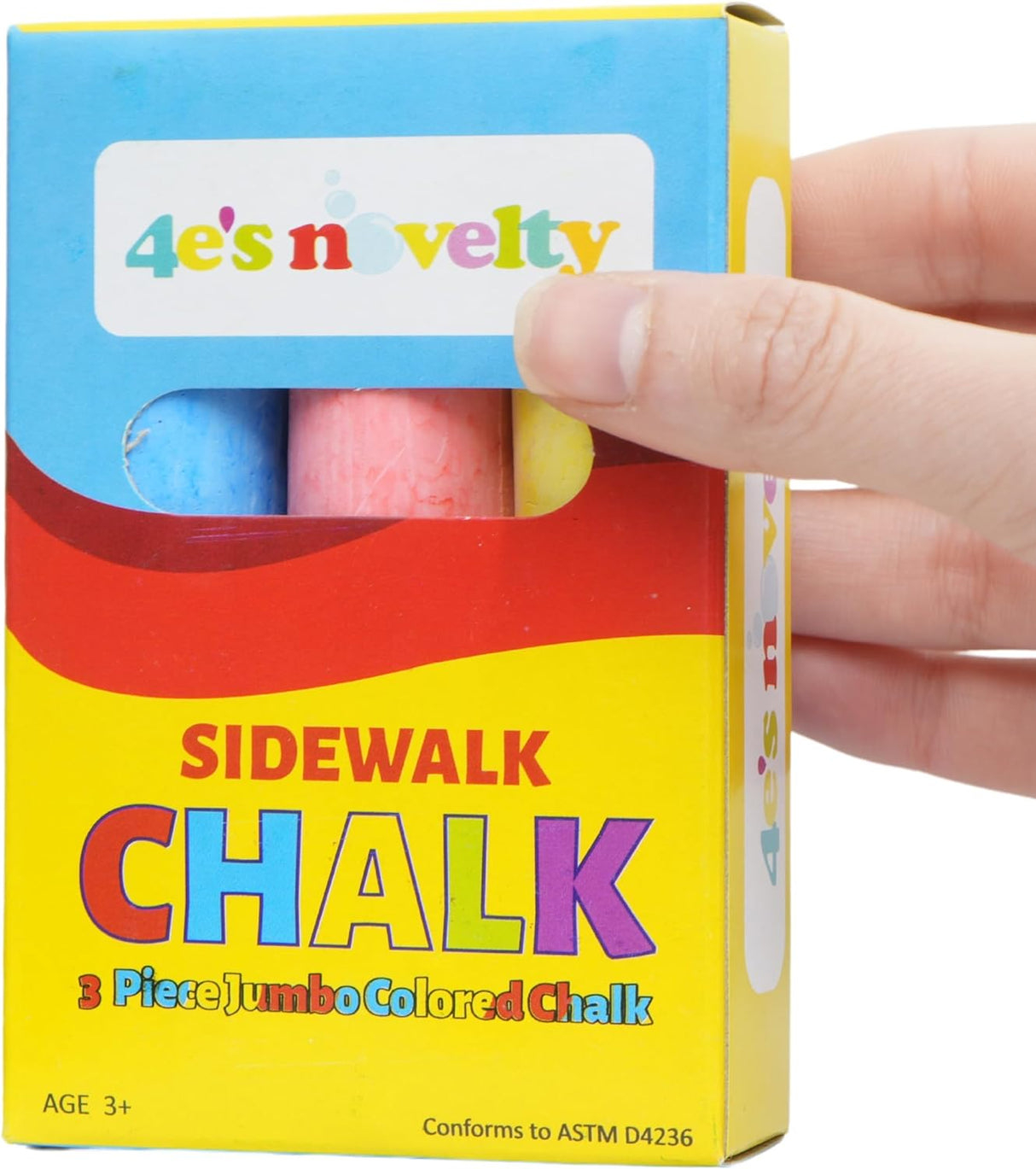 Jumbo Chalk for Kids, 3 pcs per pack , Non-Toxic Sidewalk Chalk Bulk Pack, Ideal for Toddlers 1-3