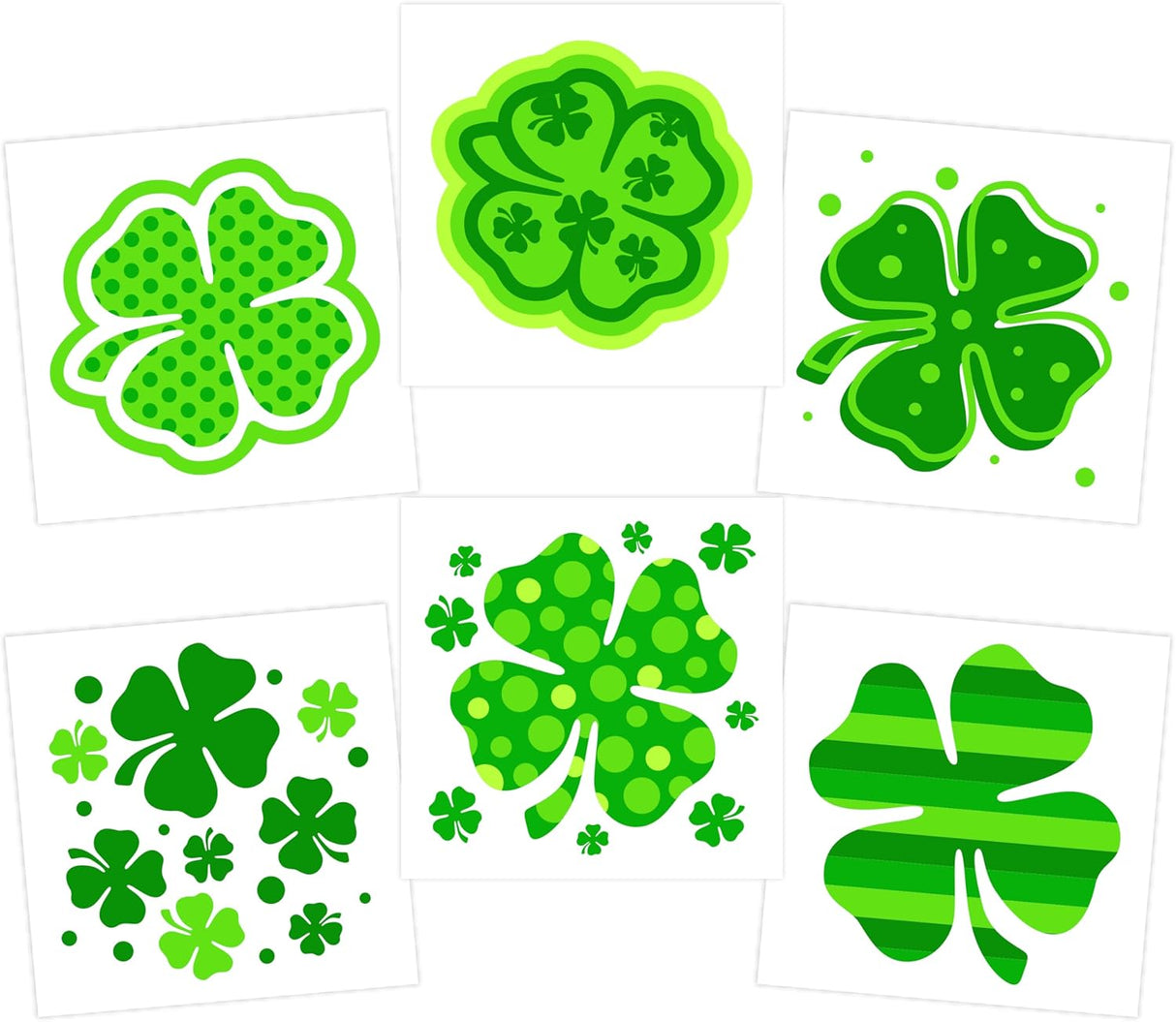 4E's Novelty 72-Pack Shamrock Tattoos – St. Patrick's Day Party Favors for Kids, Pre-Cut Designs