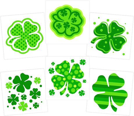 4E's Novelty 72-Pack Shamrock Tattoos – St. Patrick's Day Party Favors for Kids, Pre-Cut Designs