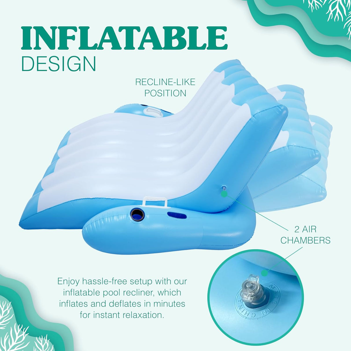 Two Person Inflatable Pool Recliner Great Lounge Floats for Adults and Kids