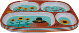 Set of 4 Fall Thanksgiving Melamine Dinnerware Sets for Kids - BPA-Free, Reusable, Dishwasher Safe